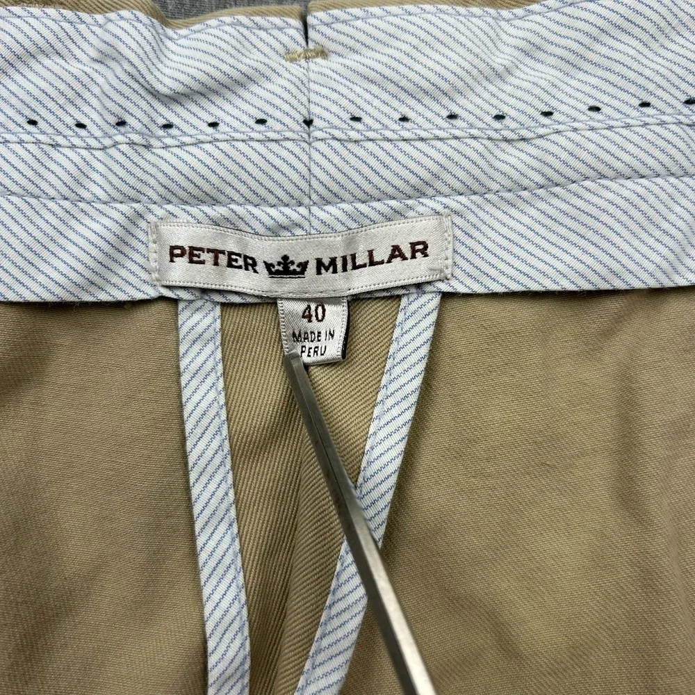 Peter Millar Twill Straight Leg Khaki Chino Pants Mens 38x31 Flat Front‎ Classic